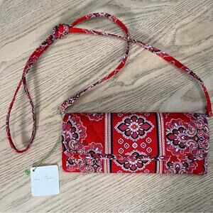 NWT Vera Bradley Sleek Wallet Frankly Scarlett Crossbody Red Navy
